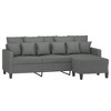 vidaXL 3-Seater Sofa Set with Footstool, Dark Gray Fabric Upholstery, Sturdy and Stable Construction, Modern Design for Living Room - 2 of 4