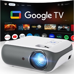 HAPPRUN Wifi Google TV Projector, 4K Home Theater with Dolby Sound, WiFi & Bluetooth , Built-in Streaming Apps - 1 of 4