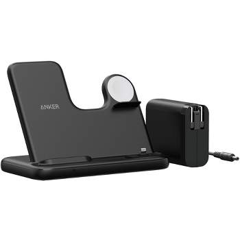 Anker PowerWave 4-in-1 Wireless Charging Stand for Phone, Apple Watch, Airpods, and More - Black