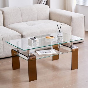 KIGFTSOD Tempered Glass Coffee Table, Modern Glass Coffee Table for Living Room, 2-Tier Storage Center Coffee Table - 1 of 4