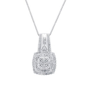 GILDED 1 Carat Total Weight Natural Round-Cut Diamond Pendant Necklace in Sterling Silver, 18-inch Chain - 1 of 4