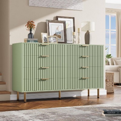Fluted 8-Drawer Double Dresser, Modern Wide Storage Chest with Deep Drawers & Spacious Top, Wooden Organizer for Bedroom, Living Room, Hallway