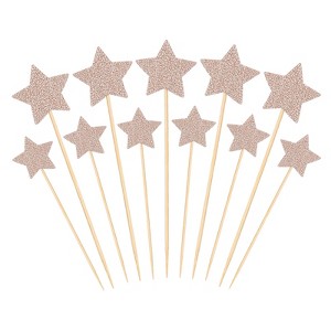 Unique Bargains Non-Edible Star Paper Bamboo Picks Birthday Cake Decorations Toppers 50 Pcs - 1 of 4