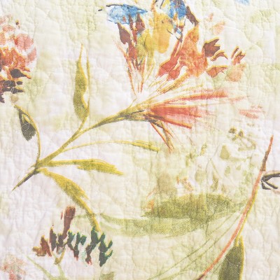 White Cotton King Quilt Set with Floral Design