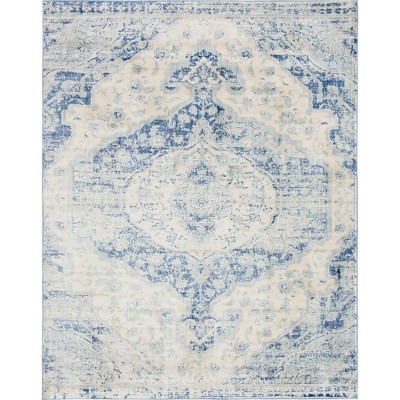 Oxfordshire Braided Edge 8' x 10' Blue Medallion Synthetic Rug