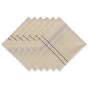 Design Imports  French Stripe Napkin Set 6 Piece, Taupe/Gray, 20X20" - 1 of 4