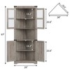 67" Tall Corner Storage Cabinet with Lights - Wooden Farmhouse Corner Hutch Display Cabinet with Glass Doors, for Kitchen, Living Room, Bathroom - 3 of 4