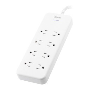 Philips 8-Outlet Surge 8' braided cord 2160J Adapter-Spaced - White - 1 of 4