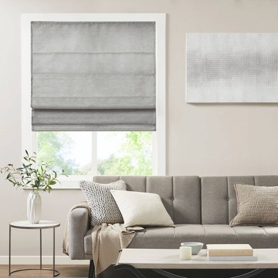 Aberdeen Printed Faux Silk Room Darkening Cordless Roman Blinds and Shade Gray