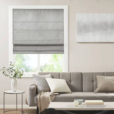 64"x27" Aberdeen Printed Faux Silk Room Darkening Cordless Roman Blinds and Shade Gray