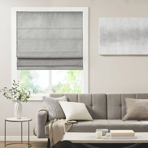 Aberdeen Printed Faux Silk Room Darkening Cordless Roman Blinds and Shade Gray - image 1 of 4