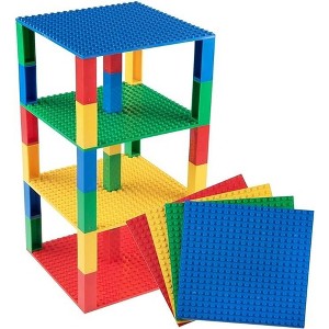 Strictly Briks Classic Stackable Baseplates, Building Bricks, Red, Green, Blue & Yellow, 4 Base Plates & 30 Stackers, 6x6 Inches - 1 of 4