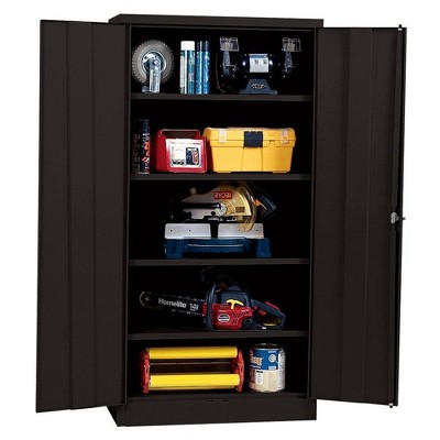 Black Steel Freestanding Lockable Office Cabinet with Adjustable Shelving