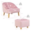 Infans Kids Sofa Chair w/ Ottoman Toddler Single Sofa Velvet Upholstered Couch Pink - image 2 of 4