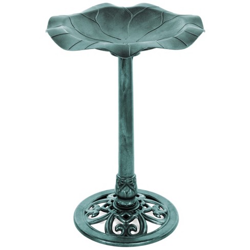 Best Choice Products Lily Leaf Pedestal Bird Bath Decoration for Patio, Garden, Backyard w/ Floral Accents - image 1 of 4