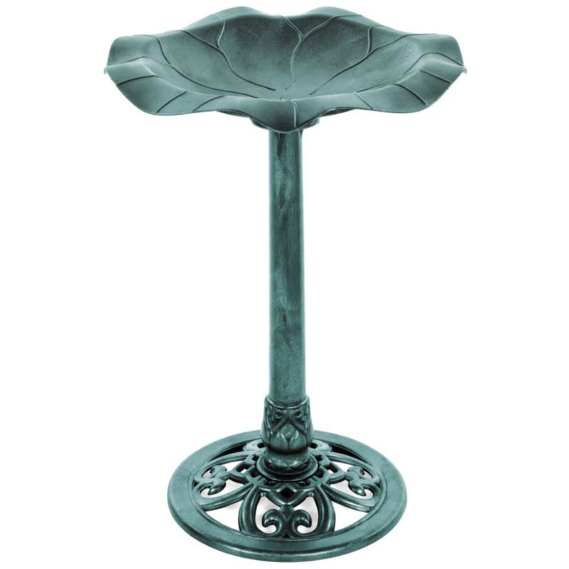 Best Choice Products Lily Leaf Pedestal Bird Bath Decoration for Patio, Garden, Backyard w/ Floral Accents, 1 of 10