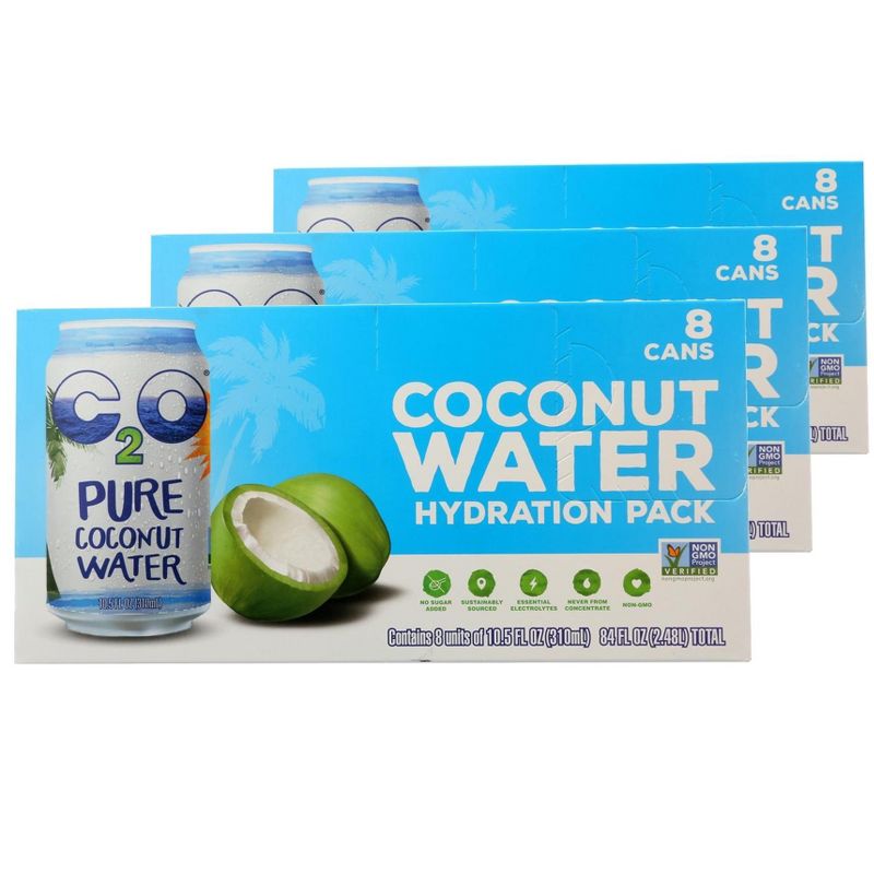 C2O Pure Coconut Water Hydration Pack - Case of 3/8 pack, 10.5 oz, 1 of 8