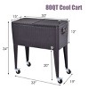 Costway Outdoor Rattan 80QT Party Portable Rolling Cooler Cart Ice Beer Beverage Chest - 2 of 4