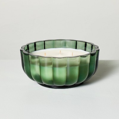 Scalloped Glass Cypress & Santal Christmas Jar Candle Dark Green - Hearth & Hand™ with Magnolia