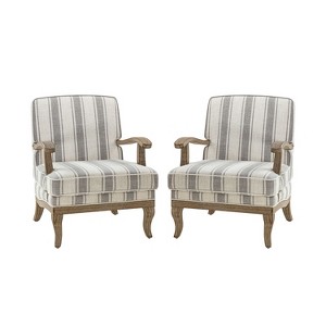 Rinaldo Farmhouse Style Armchair with Romantic Stripes Armchair for Living Room Lounge Bedroom Set of 2| ART OF LIVING DESIGNS - 1 of 4