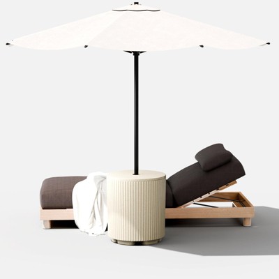Maggift Umbrella Bases, Umbrella Side Table for Patio, with Umbrella Hole for Porch, Poolside, and Picnic, White, 14.8"*14.8"*16.7”