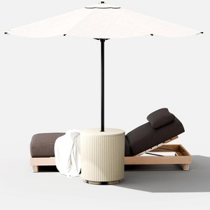 Maggift Umbrella Bases, Umbrella Side Table for Patio, with Umbrella Hole for Porch, Poolside, and Picnic, White, 14.8"*14.8"*16.7” - 1 of 4