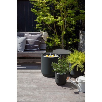 Veradek Black Round Concrete-Plastic Cooler Side Table