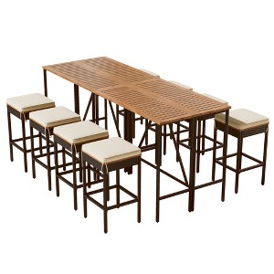 TiramisuBest 7-Piece Aluminum Patio Set - Table & 6 Chairs,Cushions, Branch-Inspired Backrest, Umbrella Hole, Weather-Resistant (Bourbon Brown) - 1 of 4