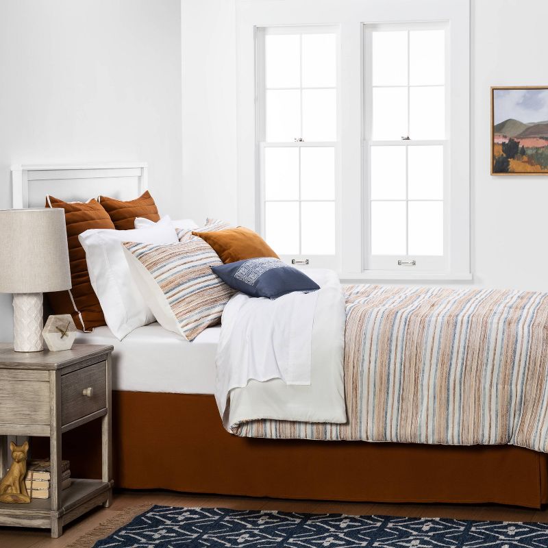 8pc Woven Stripe Comforter Bedding Set Blue/Orange/Off White - Threshold™, 2 of 12