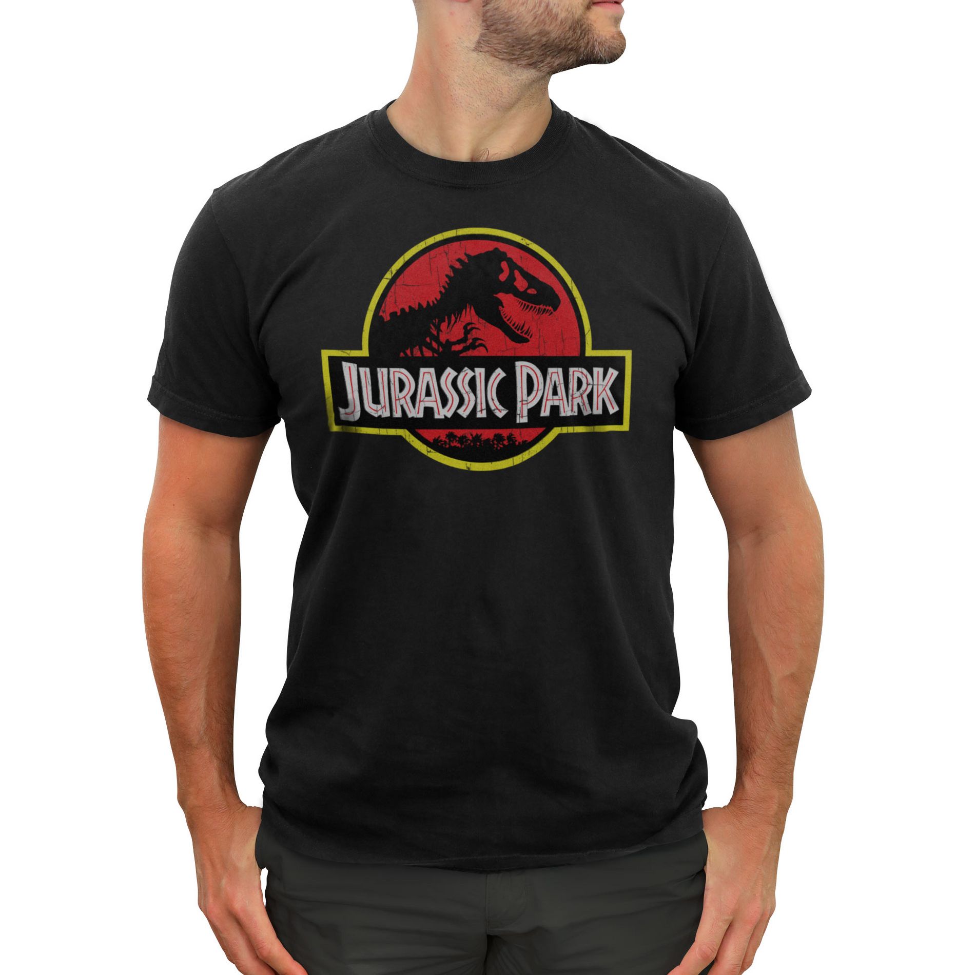 Jurassic Park Men's Vintage T-Rex Logo Graphic Tee