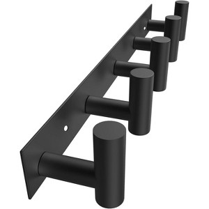 Attop Black Hat and Coat Wall Mount Rack 5 Hooks for Robes, Bags, Keys, and Towels Bathroom Towel Hanger Organizer (1 Pack) - 1 of 4