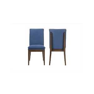 New Classic Furniture, Maggie Dining Chair W/Blue Cushion-Walnut (2pcs) - 1 of 4
