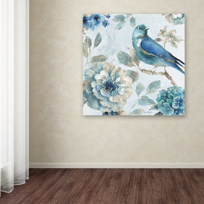 Indigold III Blue Floral and Bird Canvas Art