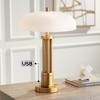 Possini Euro Design Granview 23" High Small Mid Century Modern Accent Table Lamp Dual USB Ports Brass Finish Metal Glass White Dome Shade Charging - 2 of 4