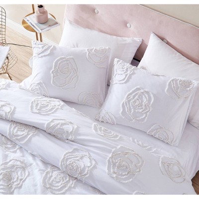 Rambling Rose Full/Queen Off-White Cotton Duvet Cover Set