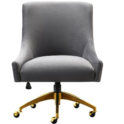 Beatrix Green Velvet Swivel Office Chair with Gold Base