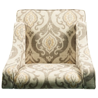 Natural Raffia Stripe Wood Classic Swoop Accent Armchair