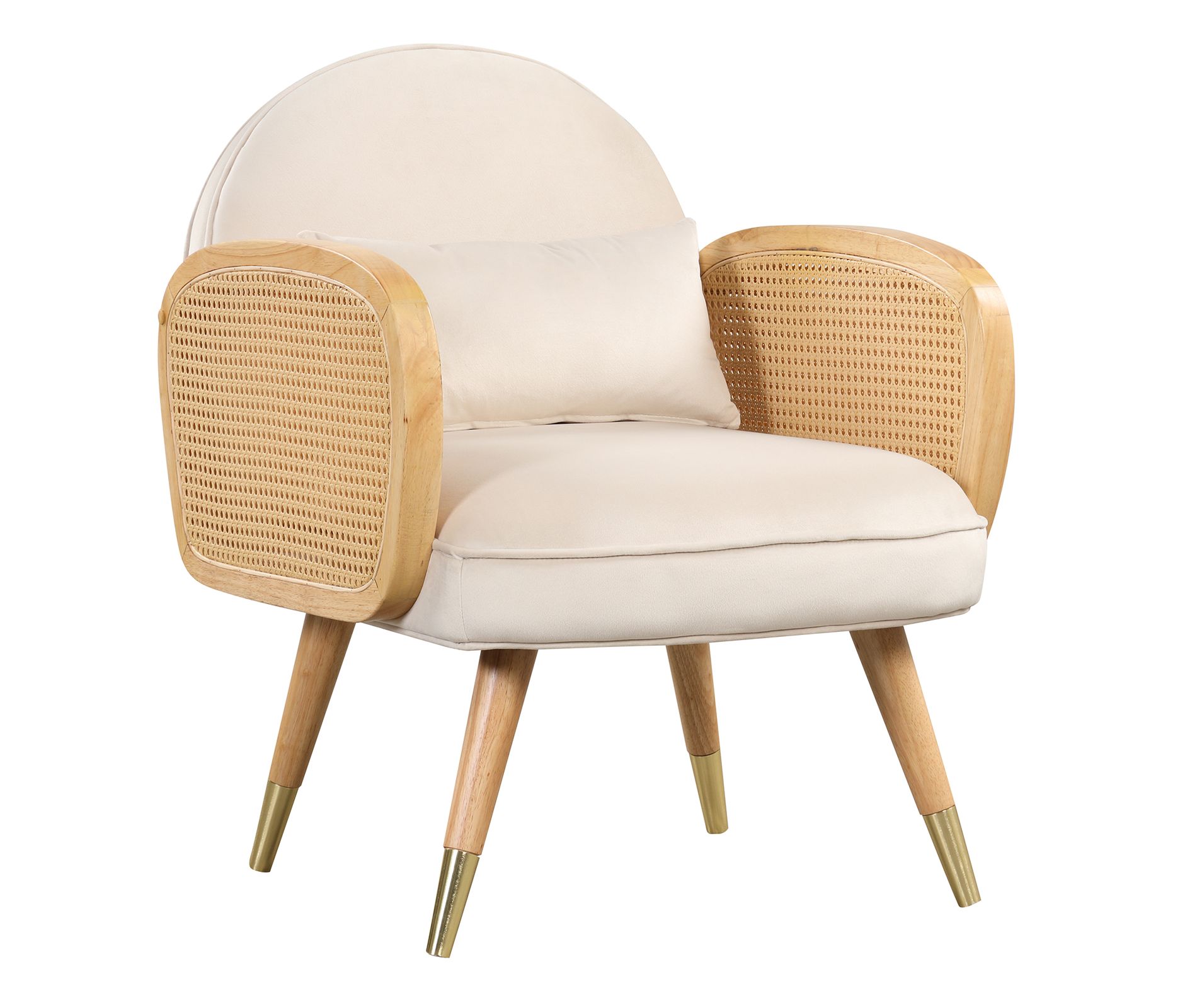Dining Chairs Foam Upholstered Back Rest Seat Rattan Armrest Accent Rattan Chair With Metal Legs Mid Century Armchair For Restaurants Living Rooms