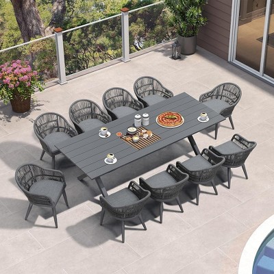 PURPLE LEAF Patio Dining Set with Outdoor Aluminium Dining Table and Woven Rattan Chairs Modern Furniture Set for Garden Yard Indoor Decor