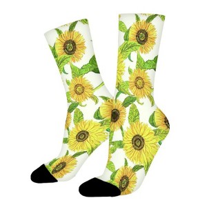Sunflower Women Printed Crew Socks Funny Funky Socks Soft Polyester Novelty Gifts for Artists Men - 1 of 1