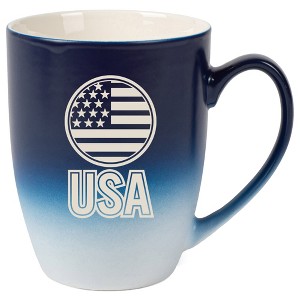 100 North United States of America 10 Ounce Navy Blue and White Two Toned Ombre, Comfortably Fits Your Hands, Ceramic Tea Coffee Cup Mug, USA - 1 of 1