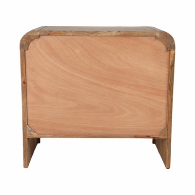 Artisan Mango Wood Carved Front Waterfall Edge Cabinet
