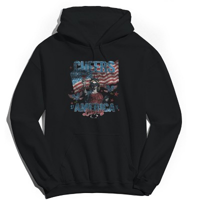 Social Collective Men's Cheers Americana 4Th Of July Long Sleeve Graphic Cotton Sweatshirt Hoodie