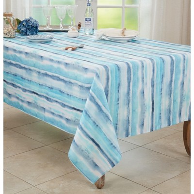Blue Watercolor Print Rectangular Fabric Tablecloth