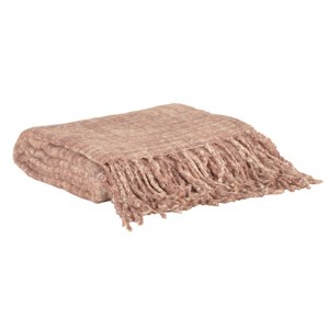 Cerin Mohair Fringe Throw Blanket Pink - Décor Therapy
