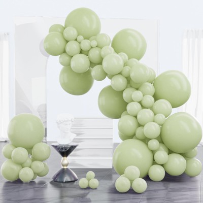 PartyWoo Balloons Beryl Green Boho Dusty 18 12 10 5 Inch 100 pcs