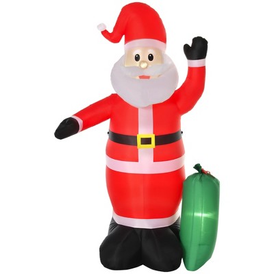 HOMCOM 8ft Christmas Inflatable Santa Claus with Toy Bag, Outdoor Blow-Up Yard Decoration with LED Lights Display