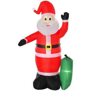 HOMCOM 8ft Christmas Inflatable Santa Claus with Toy Bag, Outdoor Blow-Up Yard Decoration with LED Lights Display - 1 of 4