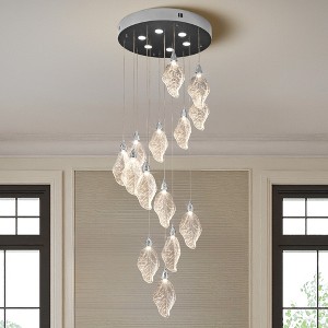 Modern 78 in. 14-Light Integrated LED Crystal Staircase Chandelier - 1 of 4