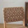 VINGLI Woven Wooden Dining Chairs Set of 2,Armless Mid Century Modern Desk Chairs Farmhouse Comfy No Wheels for Living Room,Kitchen,Oak,Suede - 3 of 4